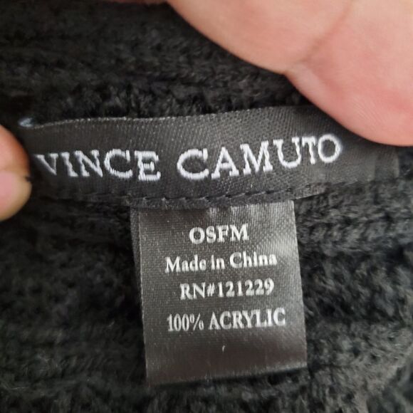 Vince Camuto Women's Total Eclipse Cable Knit Beanie OSFM Logo Hat Black… - Picture 5 of 6